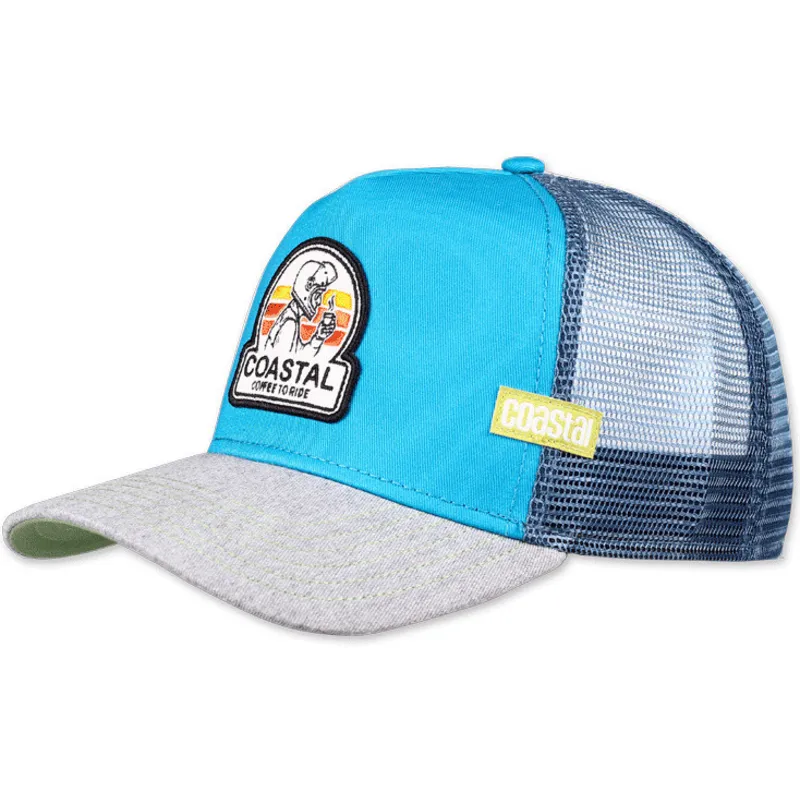 Boné trucker azul e cinza Coffee To Ride HFT da Coastal Caphunters pt