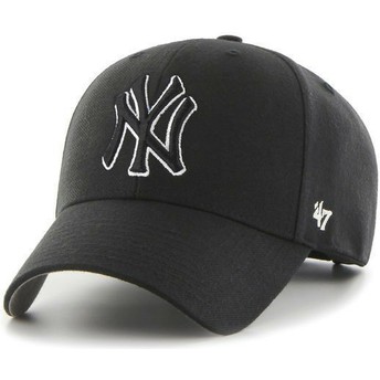 Boné curvo preto snapback com logo preto e branco da New York Yankees MLB MVP da 47 Brand
