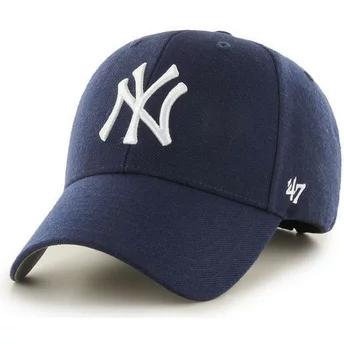 Boné curvo azul marinho snapback com logo branco da New York Yankees MLB MVP da 47 Brand
