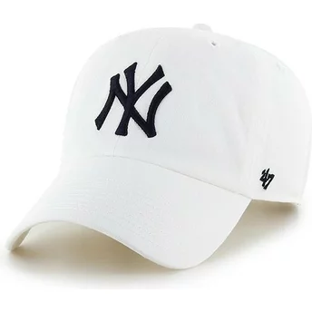 Boné curvo branco com logo preto da New York Yankees MLB Clean Up da 47 Brand