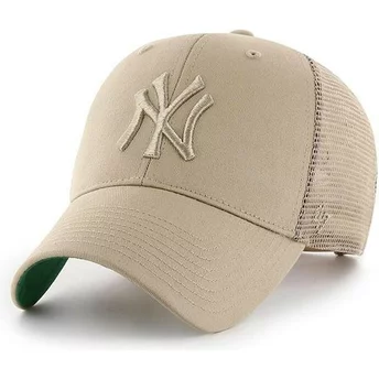 Boné trucker bege com logo bege da New York Yankees MLB MVP Branson da 47 Brand