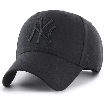Boné curvo preto snapback com logo preto da New York Yankees MLB MVP da 47 Brand