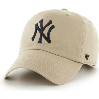 Boné curvo bege da New York Yankees MLB Clean Up da 47 Brand