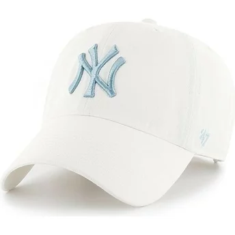 Boné curvo branco com logo azul da New York Yankees MLB Clean Up da 47 Brand