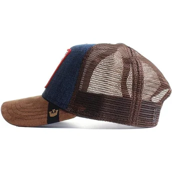 Boné trucker castanho e denim galo Big Strut da Goorin Bros.