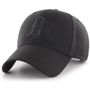 Boné curvo preto snapback com logo preto da Boston Red Sox MLB MVP da 47 Brand