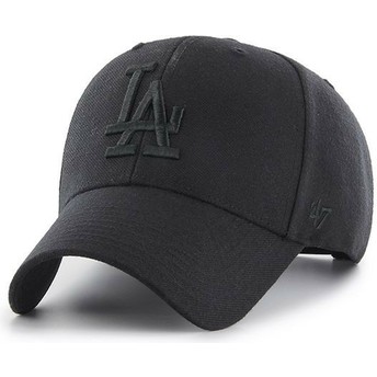 Boné curvo preto snapback com logo preto da Los Angeles Dodgers MLB MVP da 47 Brand