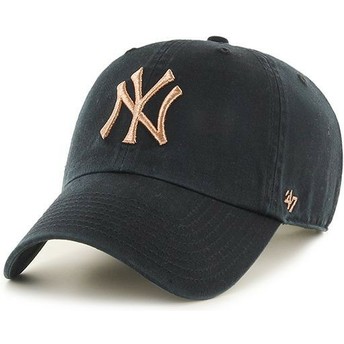 Boné curvo preto com logo bronze da New York Yankees MLB Clean Up Metallic da 47 Brand