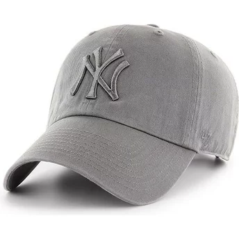Boné curvo cinza com logo cinza da New York Yankees MLB Clean Up da 47 Brand