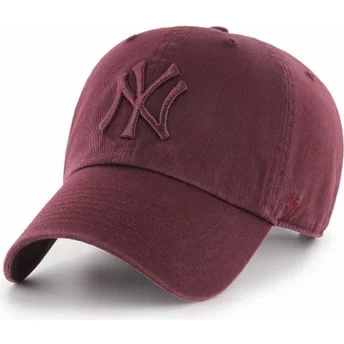 Boné curvo grená com logo grená da New York Yankees MLB Clean Up da 47 Brand