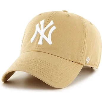 Boné curvo castanho claro da New York Yankees MLB Clean Up da 47 Brand