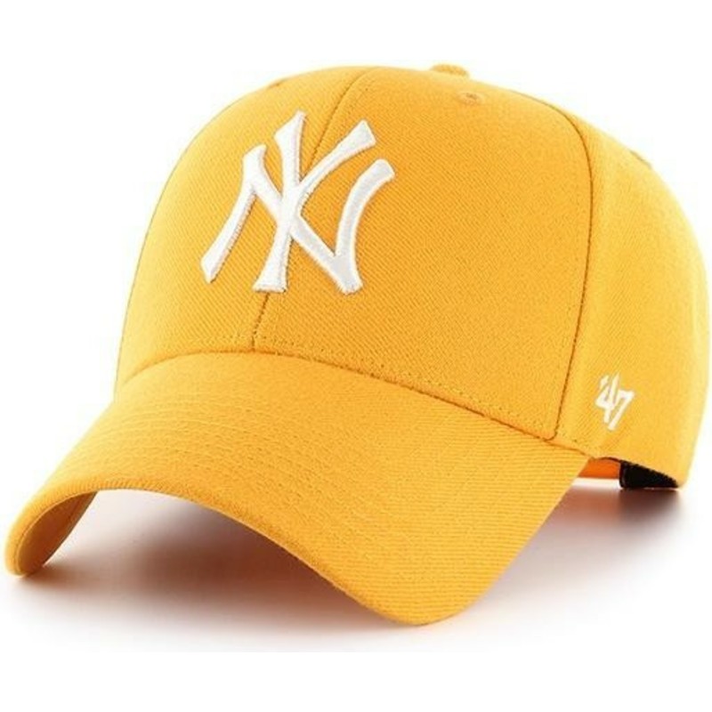 Handwriting Pine Nominal Boné curvo amarelo ouro snapback da New York Yankees MLB MVP da 47 Brand:  Caphunters.pt