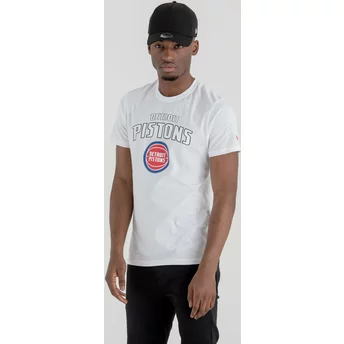 Camiseta de manga curta branco da Detroit Pistons NBA da New Era