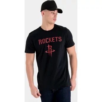 Camiseta de manga curta preto da Houston Rockets NBA da New Era