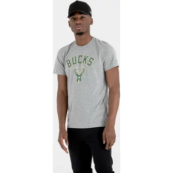 Camiseta de manga curta cinza da Milwaukee Bucks NBA da New Era