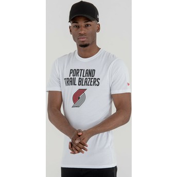 Camiseta de manga curta branco da Portland Trail Blazers NBA da New Era