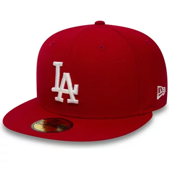 Boné plano vermelho justo 59FIFTY Essential da Los Angeles Dodgers MLB da New Era