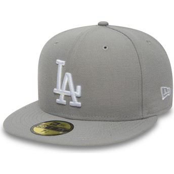 Boné plano cinza justo 59FIFTY Essential da Los Angeles Dodgers MLB da New Era
