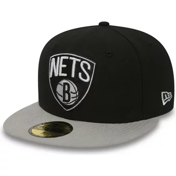 Boné plano preto justo 59FIFTY Essential da Brooklyn Nets NBA da New Era