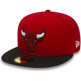 Boné plano vermelho justo 59FIFTY Essential da Chicago Bulls NBA da New Era