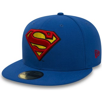 Boné plano azul justo 59FIFTY Superman Character Essential Warner Bros. da New Era