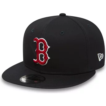 Boné plano azul marinho snapback 9FIFTY Essential da Boston Red Sox MLB da New Era