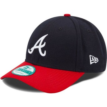 Boné curvo azul marinho e vermelho ajustável 9FORTY The League da Atlanta Braves MLB da New Era