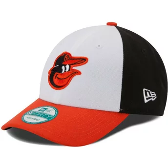 Boné curvo branco, preto e laranja ajustável 9FORTY The League da Baltimore Orioles MLB da New Era