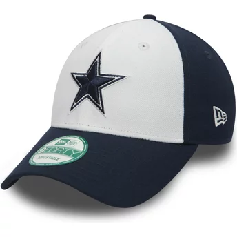 Boné curvo branco e azul marinho ajustável 9FORTY The League da Dallas Cowboys NFL da New Era