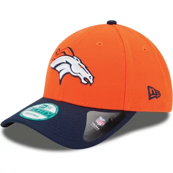 Boné curvo laranja e azul marinho ajustável 9FORTY The League da Denver Broncos NFL da New Era