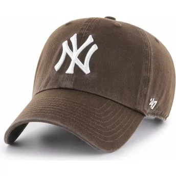 Boné curvo castanho escuro da New York Yankees MLB Clean Up da 47 Brand