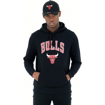 Moletom com capuz preto Pullover Hoody da Chicago Bulls NBA da New Era