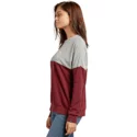 sweatshirt-vermelho-e-cinza-blocking-burgundy-da-volcom