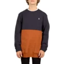 sweatshirt-azul-marinho-e-castanho-para-crianca-single-stone-division-copper-da-volcom