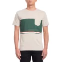camiseta-manga-curta-bege-e-verde-three-quarter-oatmeal-da-volcom