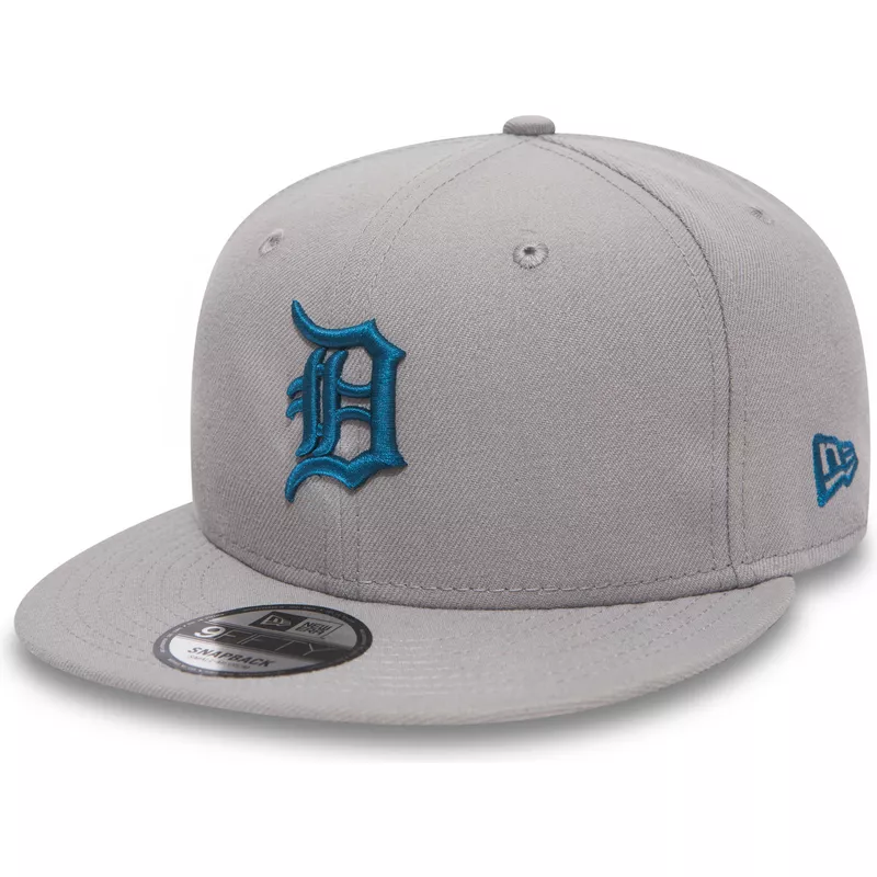 bone-plano-cinza-snapback-com-logo-azul-9fifty-essential-league-da-detroit-tigers-mlb-da-new-era