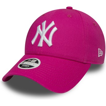 Boné curvo rosa ajustável 9FORTY Essential dos New York Yankees MLB da New Era
