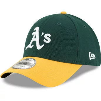 Boné curvo verde e amarelo ajustável 9FORTY The League da Oakland Athletics MLB da New Era