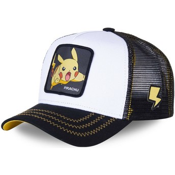 Boné trucker branco e preto Pikachu PIK5 Pokémon da Capslab