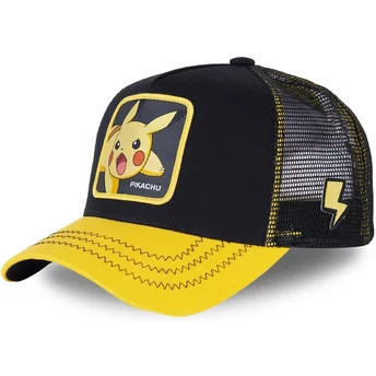 Boné trucker preto e amarelo Pikachu PIK6 Pokémon da Capslab