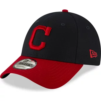 Boné curvo azul marinho e vermelho ajustável 9FORTY The League da Cleveland Indians MLB da New Era