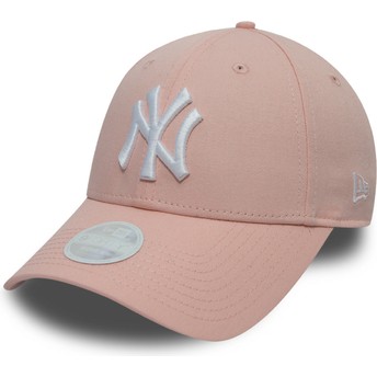 Boné curvo rosa ajustável 9FORTY League Essential da New York Yankees MLB da New Era