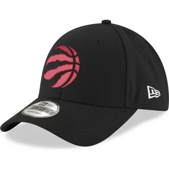 Boné curvo preto ajustável com logo vermelho 9FORTY The League da Toronto Raptors NBA da New Era