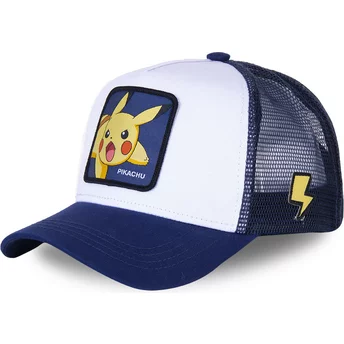 Boné trucker branco e azul Pikachu PIK8 Pokémon da Capslab