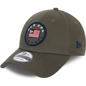 Boné curvo verde ajustável 9FORTY USA Flag da New Era