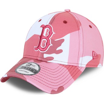 Boné curvo camuflagem rosa ajustável com logo rosa 9FORTY da Boston Red Sox MLB da New Era