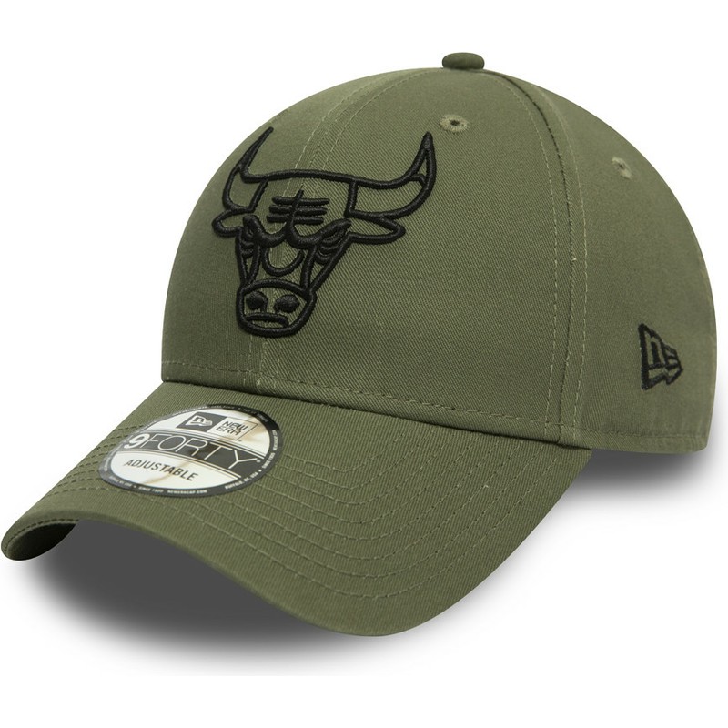 bone-curvo-verde-ajustavel-com-logo-preto-9forty-league-essential-da-chicago-bulls-nba-da-new-era