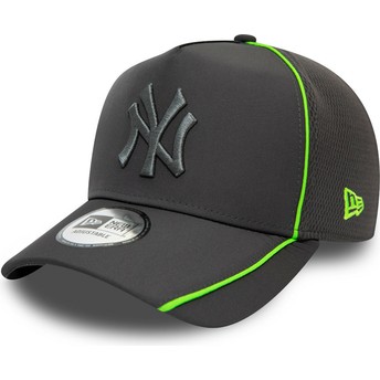 Boné curvo cinza snapback com logo cinza Feather Pipe A Frame da New York Yankees MLB da New Era