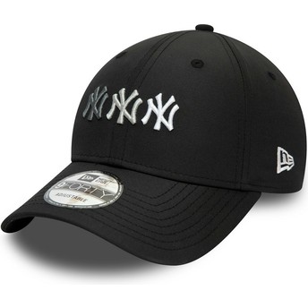 Boné curvo preto ajustável 9FORTY Stack Logo da New York Yankees MLB da New Era