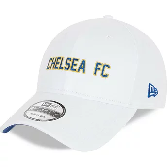Boné curvo branco ajustável 9FORTY Cotton Wordmark da Chelsea Football Club da New Era